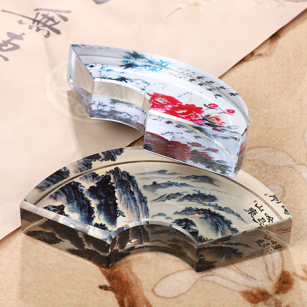 Creative Fan-shaped Crystal Pa - Paper Weight Crystal ulasan dan harga