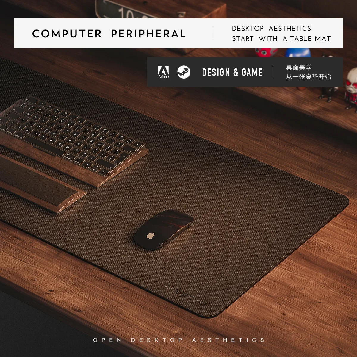 Carbon Fiber Texture Leather M - Leather Desk Pad ulasan dan harga