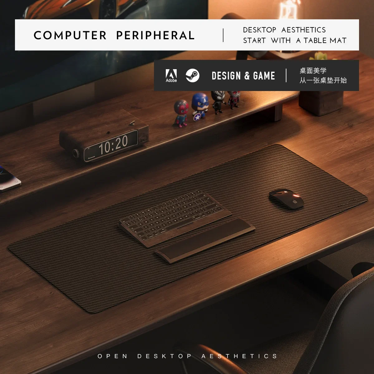 Carbon Fiber Texture Leather M - Leather Desk Pad ulasan dan harga