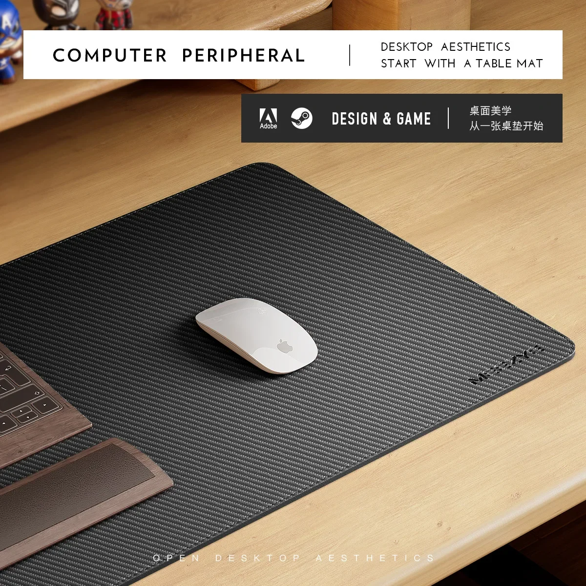 Carbon Fiber Texture Leather M - Leather Desk Pad ulasan dan harga